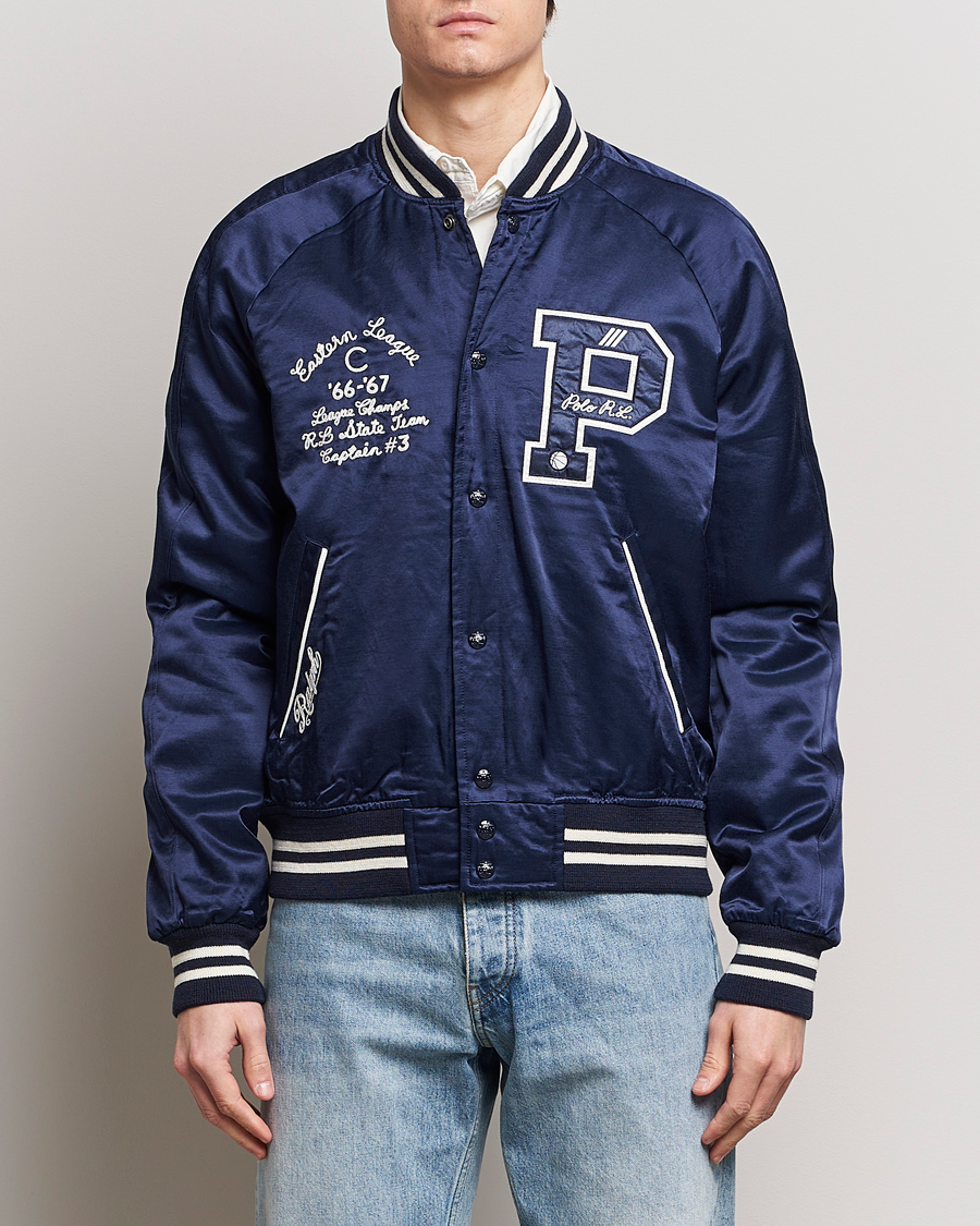 Uomini | Giacche | Polo Ralph Lauren | Varsity Bomber Satin Jacket Aviator Navy