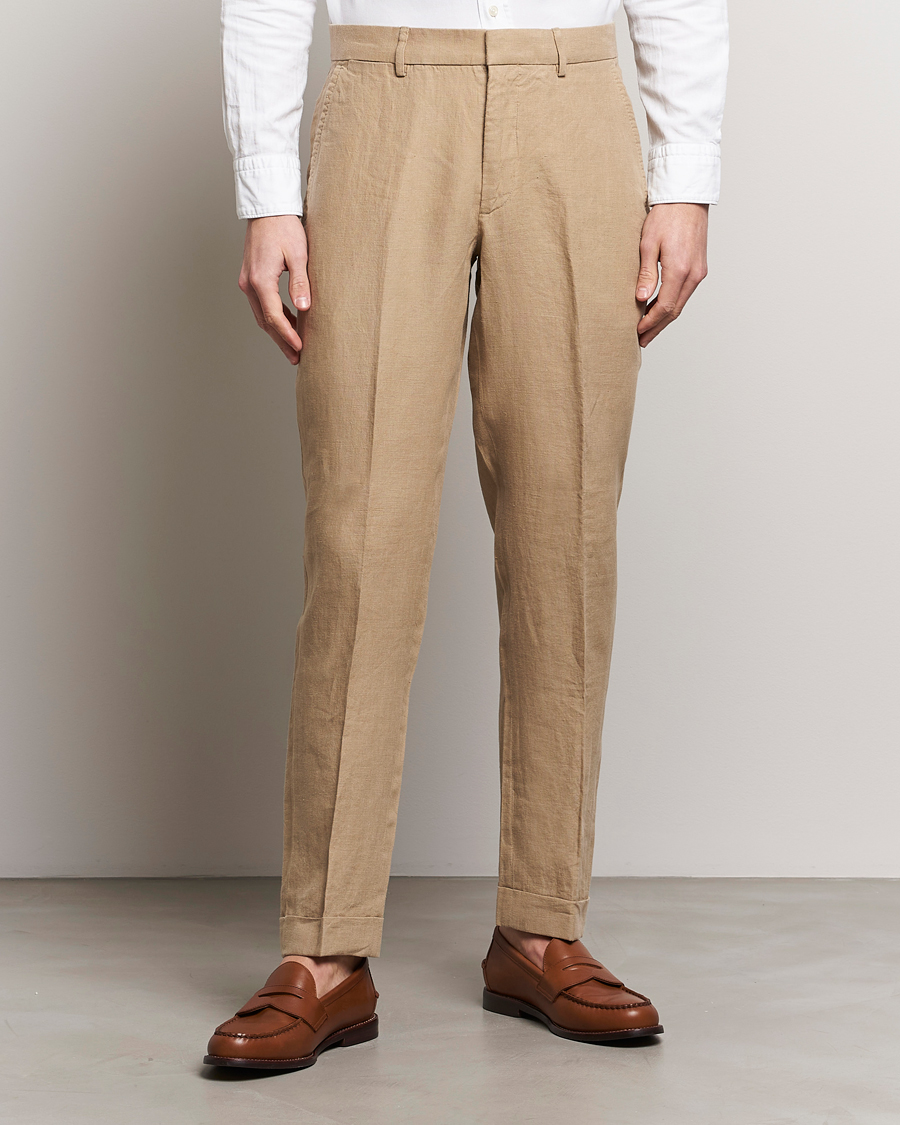 Uomini | Pantaloni | Polo Ralph Lauren | Linen Pleated Trousers Coastal Beige