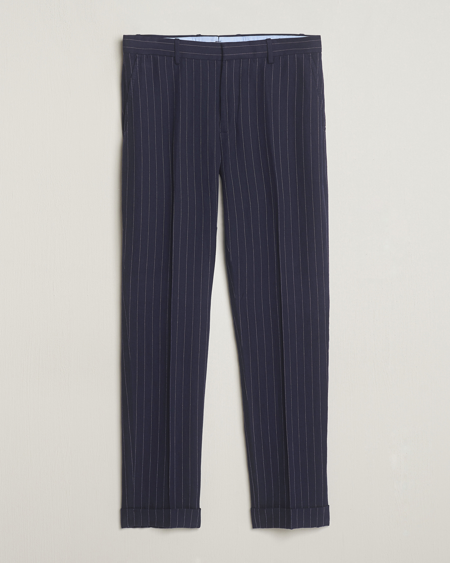 Uomini | Pantaloni | Polo Ralph Lauren | Linen Pinstripe Trousers Navy/Cream