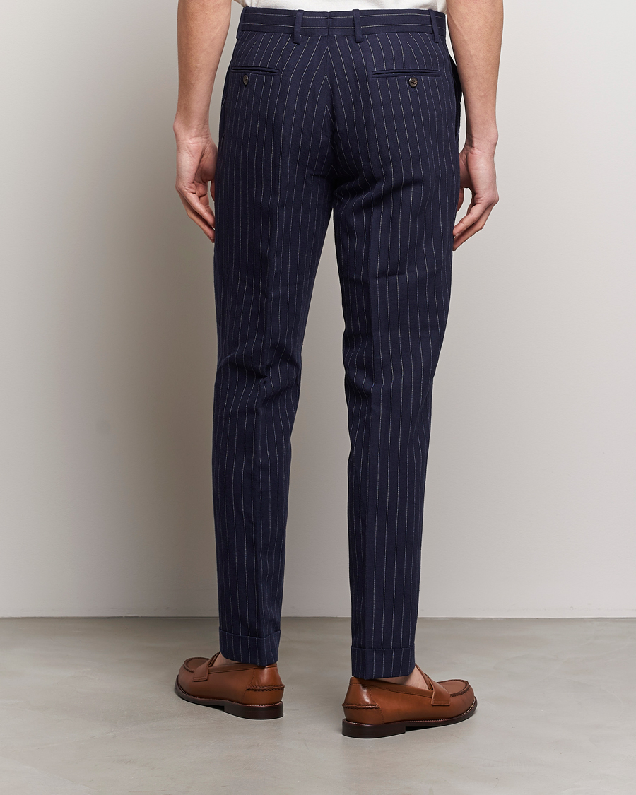 Uomini | Pantaloni | Polo Ralph Lauren | Linen Pinstripe Trousers Navy/Cream