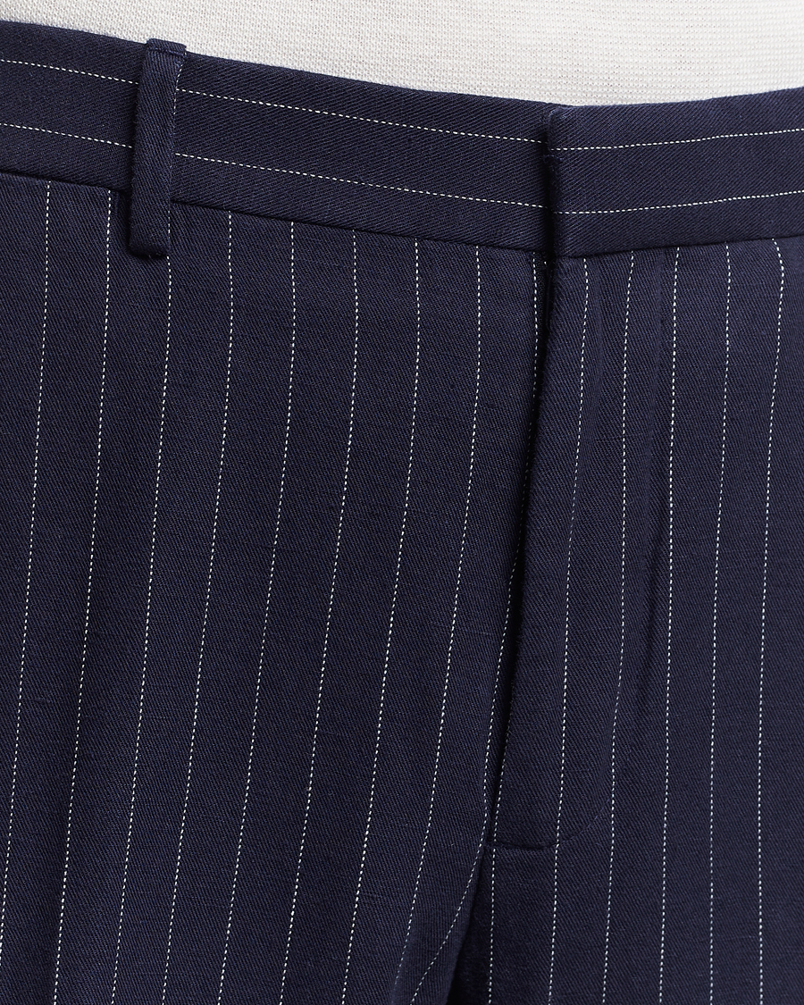 Uomini | Pantaloni | Polo Ralph Lauren | Linen Pinstripe Trousers Navy/Cream