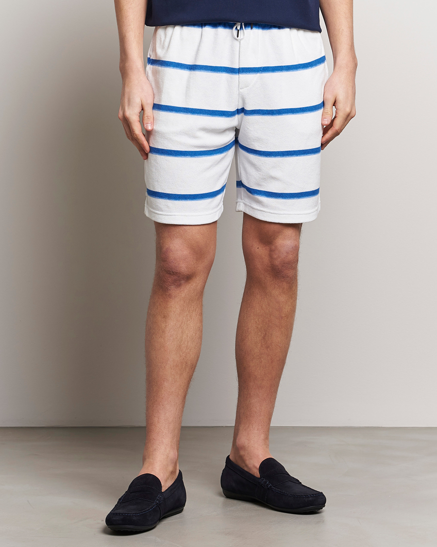 Uomini | Pantaloncini | Polo Ralph Lauren | Cotton Terry Striped Drawstring Shorts Blue/White
