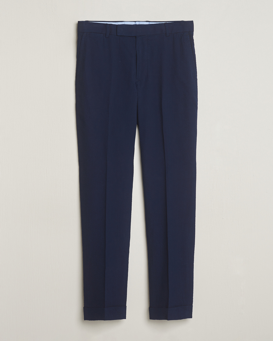 Uomini | Pantaloni | Polo Ralph Lauren | Pleated Seersucker Trousers Indigo