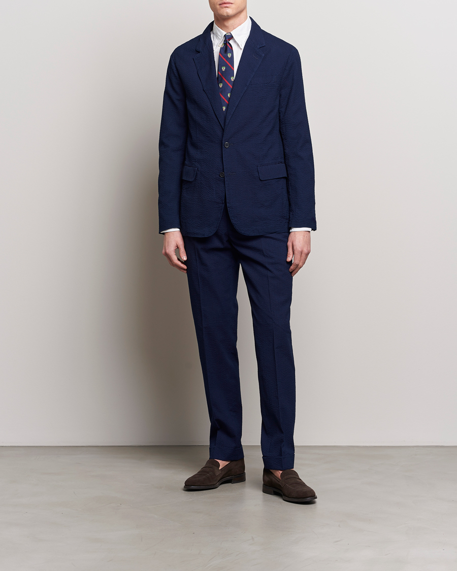 Uomini | Pantaloni | Polo Ralph Lauren | Pleated Seersucker Trousers Indigo