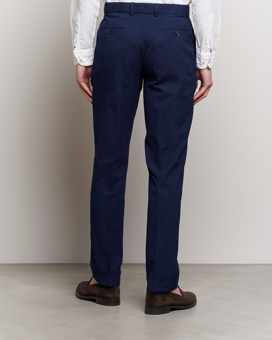 Uomini | Pantaloni | Polo Ralph Lauren | Pleated Seersucker Trousers Indigo