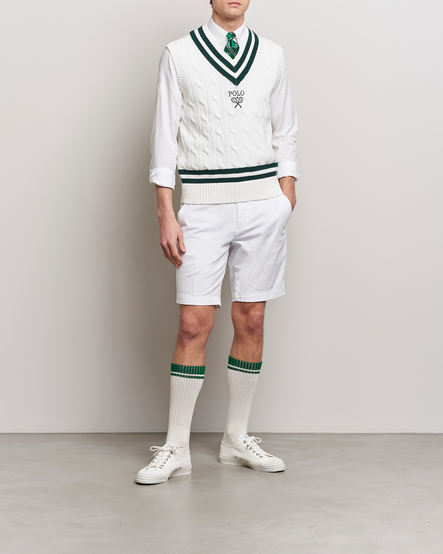 Uomini | Maglieria | Polo Ralph Lauren | Wimbledon Cricket Vest White/Moss Agate