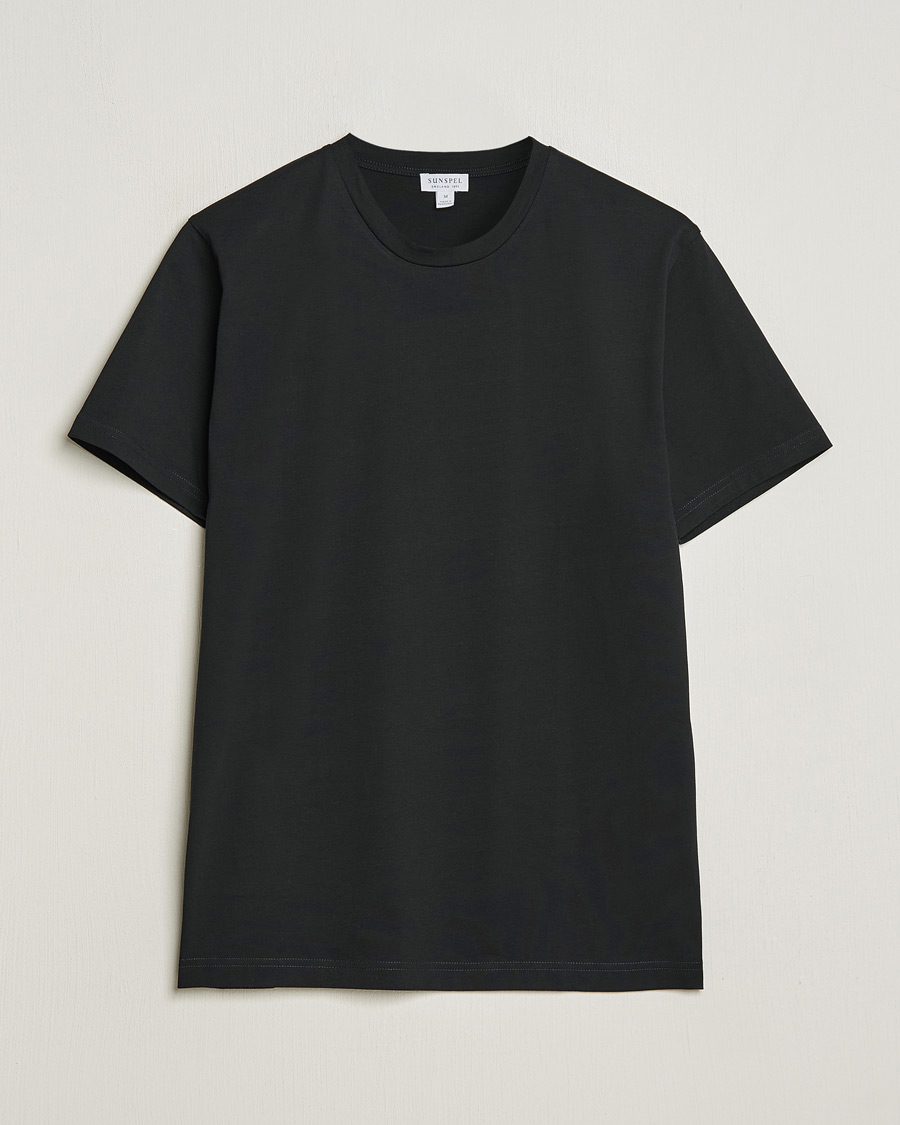 Uomini | T-shirt | Sunspel | Riviera Midweight T-Shirt Black