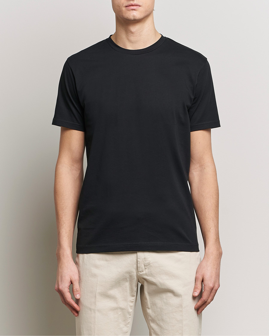 Uomini | T-shirt | Sunspel | Riviera Midweight T-Shirt Black