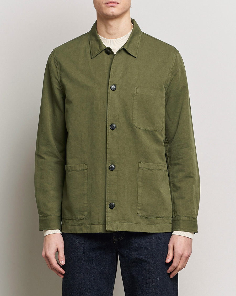 Uomini | Camicie | Sunspel | Twin Pocket Cotton/Linen Jacket Khaki