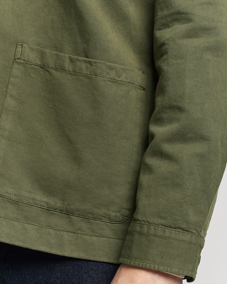 Uomini | Camicie | Sunspel | Twin Pocket Cotton/Linen Jacket Khaki