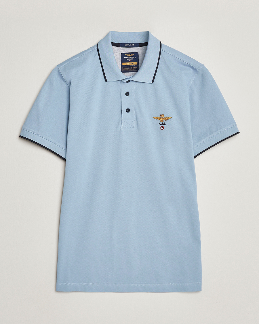 Uomini | Polo | Aeronautica Militare | Garment Dyed Cotton Polo Glacier Blue