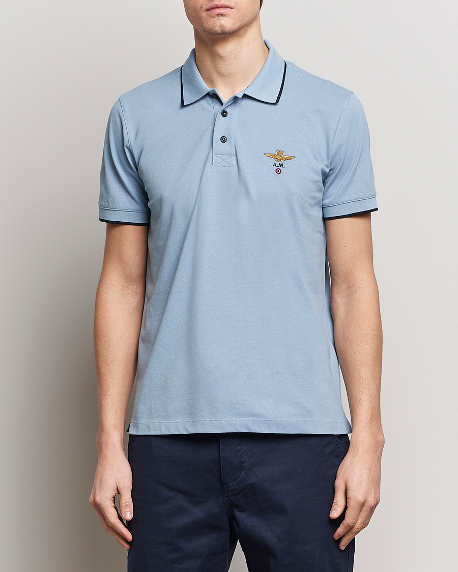 Uomini | Polo | Aeronautica Militare | Garment Dyed Cotton Polo Glacier Blue