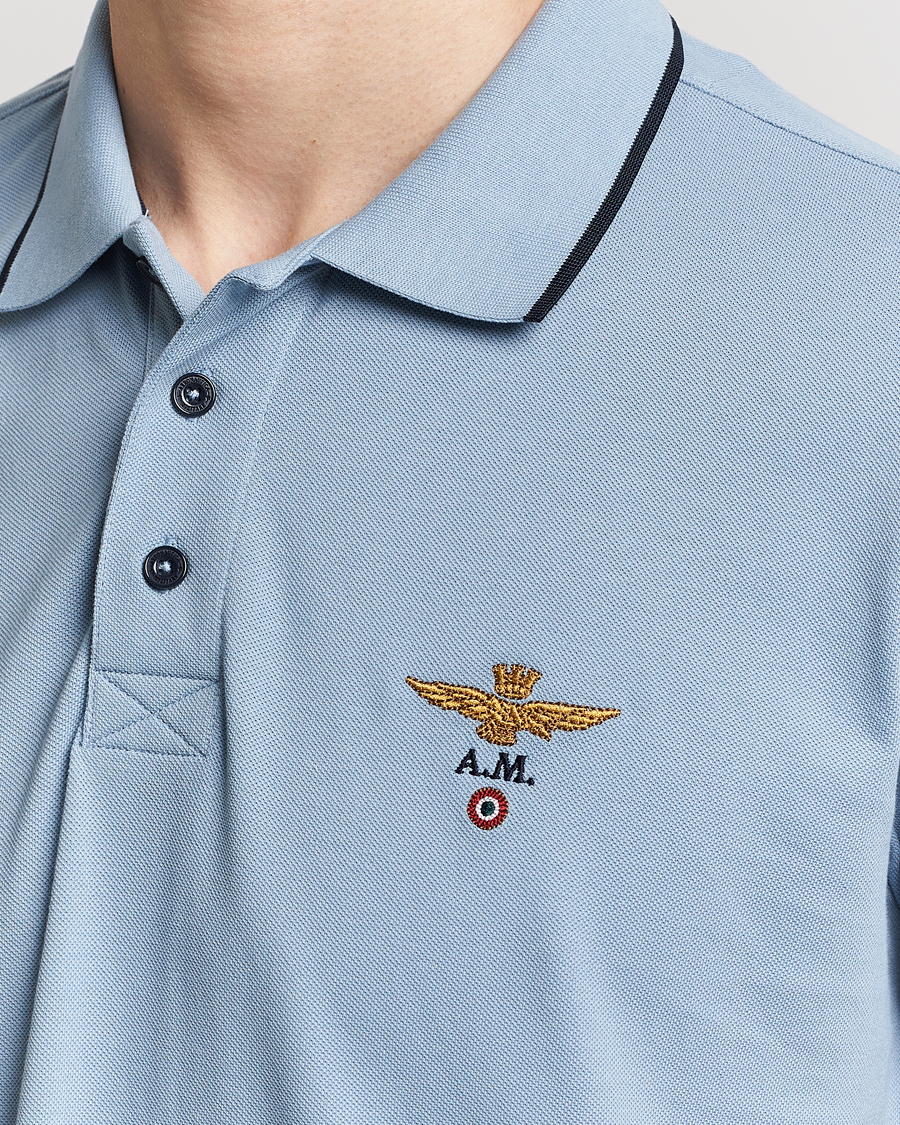 Uomini | Polo | Aeronautica Militare | Garment Dyed Cotton Polo Glacier Blue