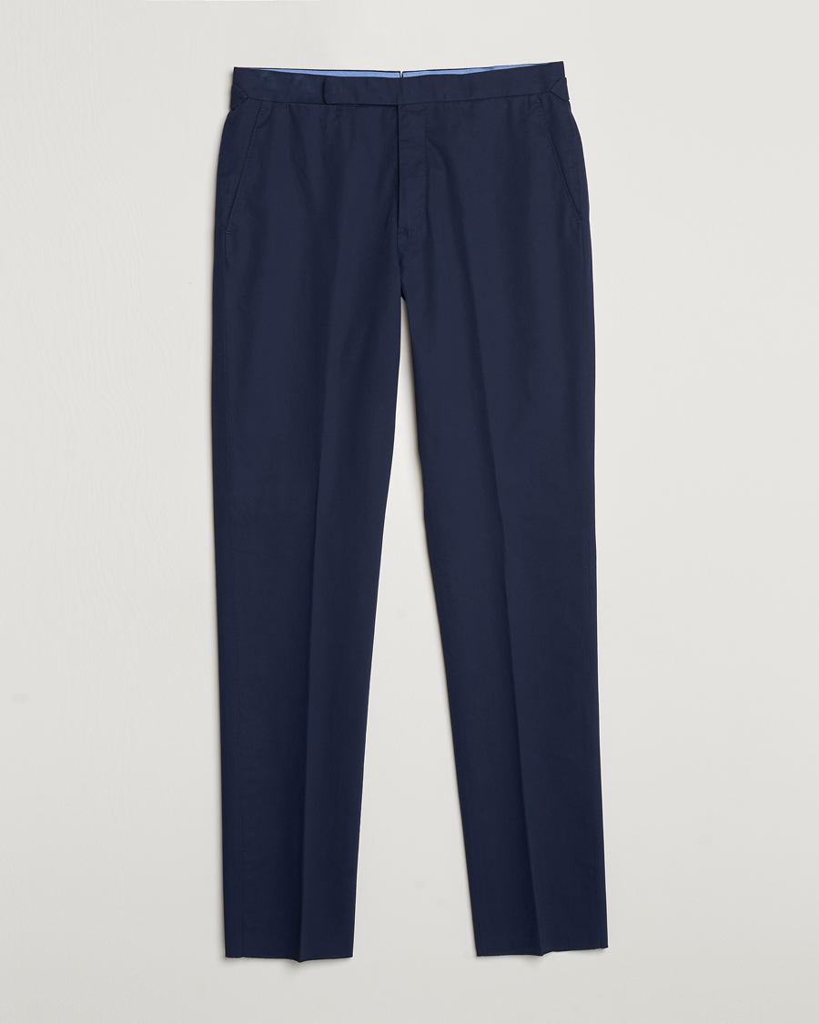 Uomini | Pantaloni | Ralph Lauren Purple Label | Cotton Poplin Trousers Spring Navy