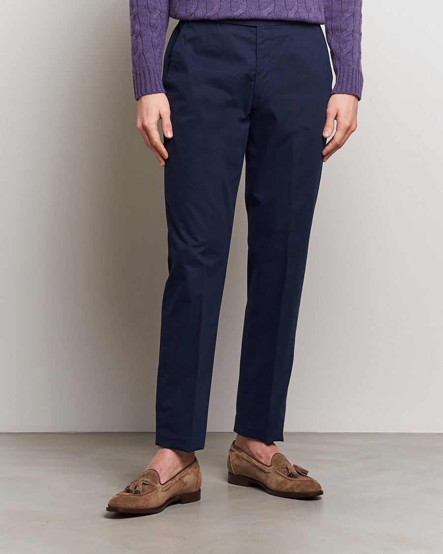 Uomini | Pantaloni | Ralph Lauren Purple Label | Cotton Poplin Trousers Spring Navy