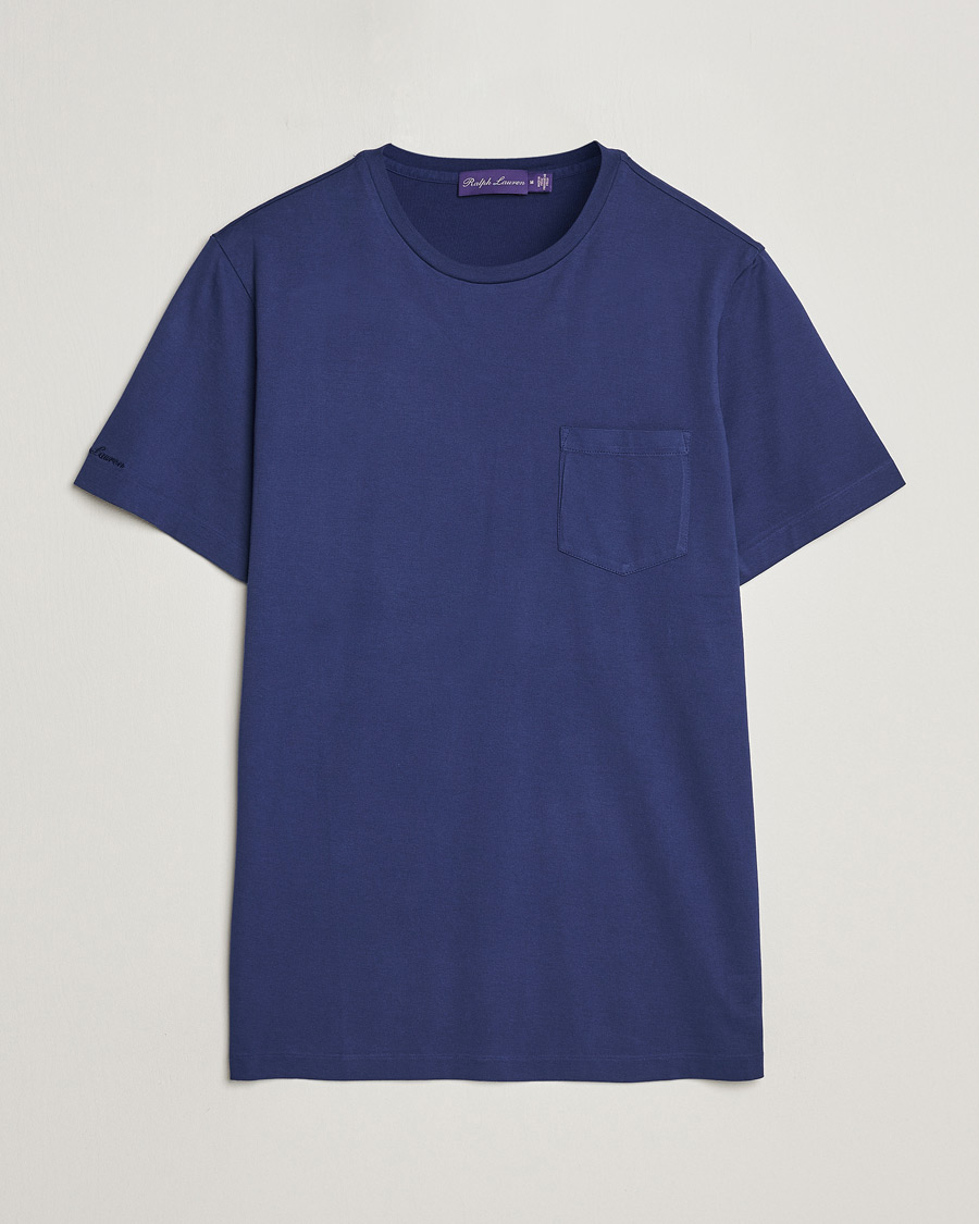 Uomini | T-shirt | Ralph Lauren Purple Label | Garment Dyed Cotton T-Shirt Spring Navy