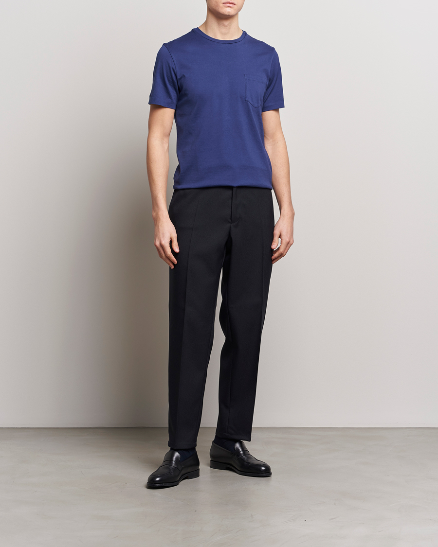 Uomini | T-shirt | Ralph Lauren Purple Label | Garment Dyed Cotton T-Shirt Spring Navy