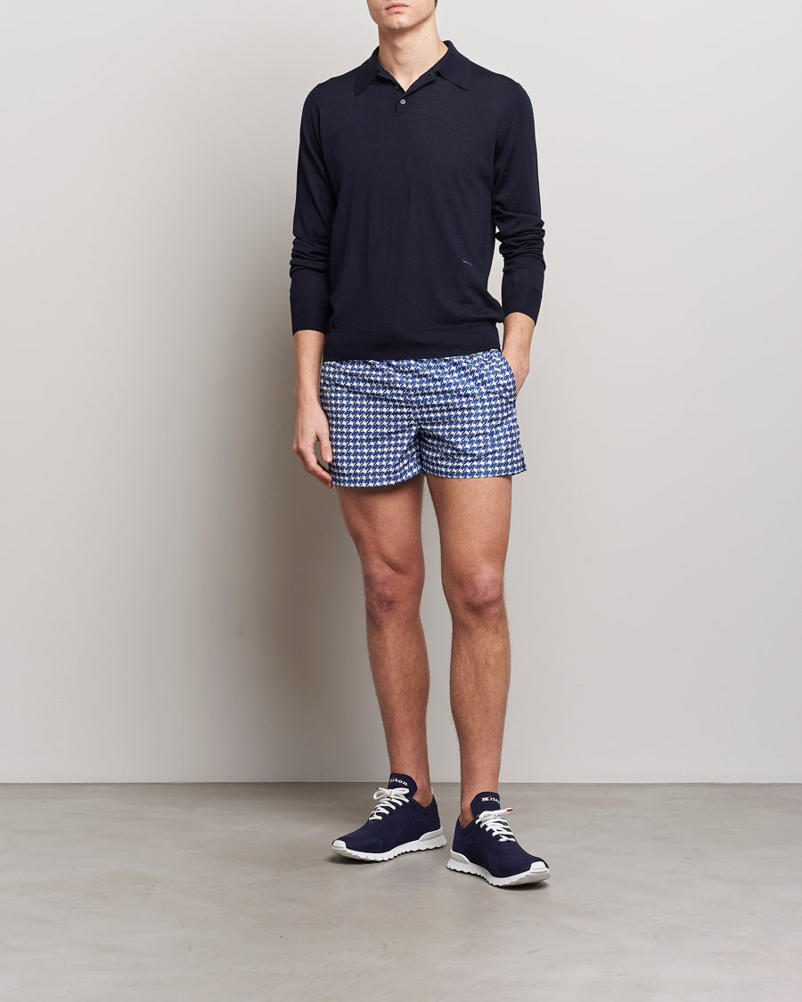 Uomini | Costumi da bagno | Kiton | Printed Nylon Swim Shorts Navy