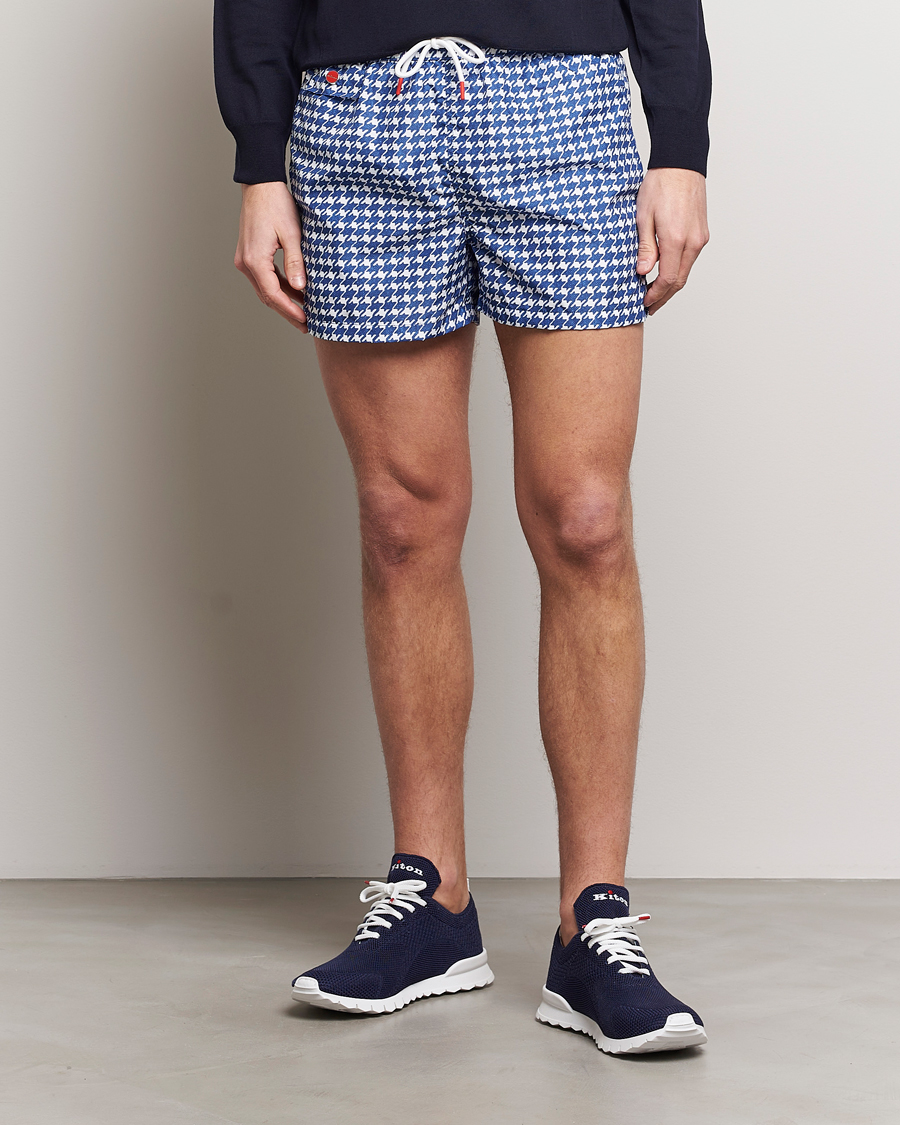 Uomini | Costumi da bagno | Kiton | Printed Nylon Swim Shorts Navy