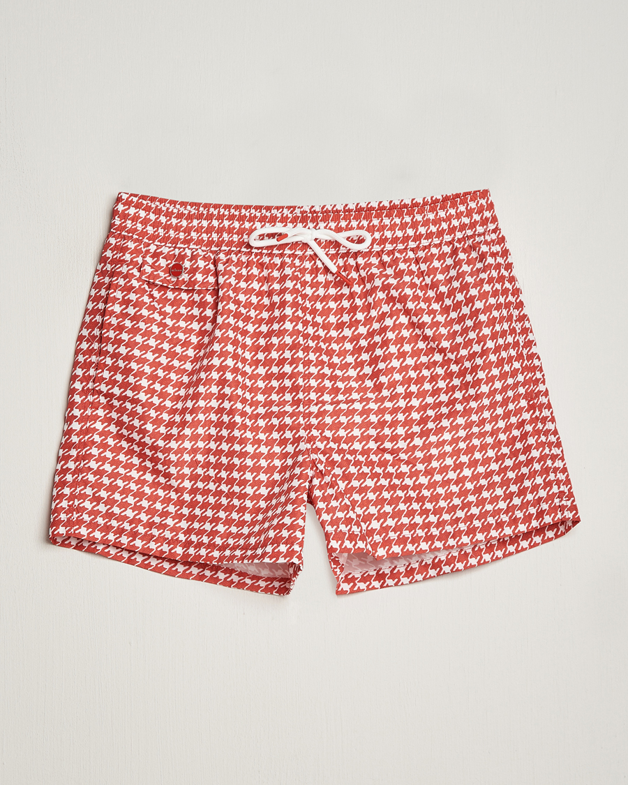 Uomini | Costumi da bagno | Kiton | Printed Nylon Swim Shorts Red