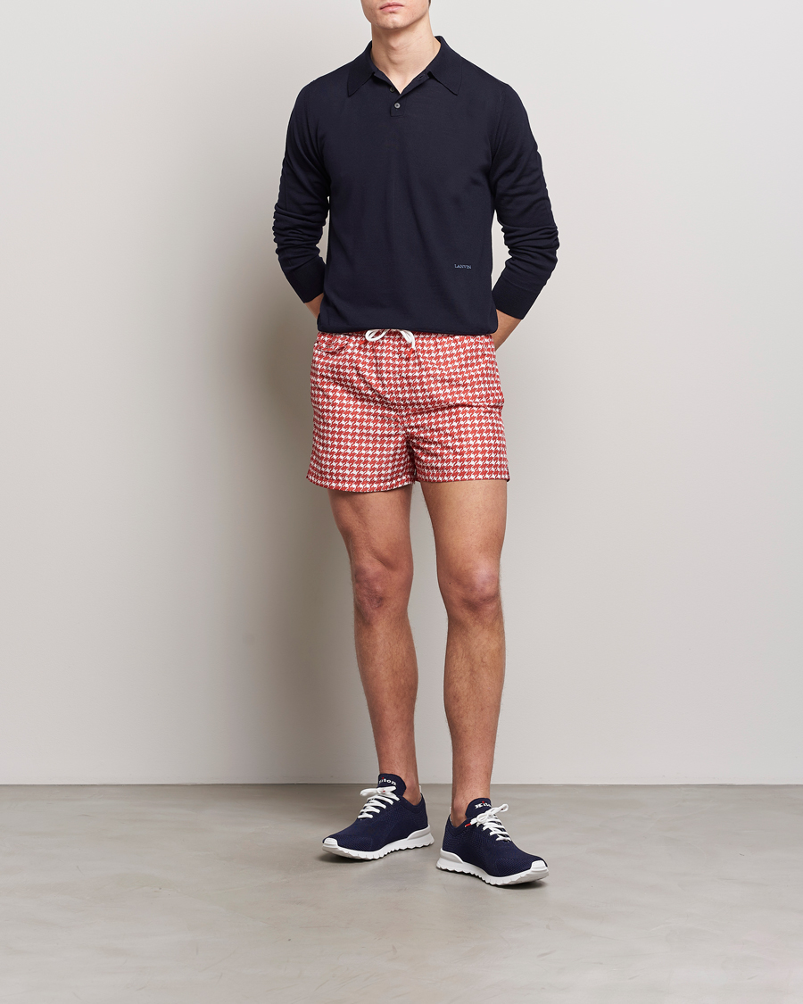 Uomini | Costumi da bagno | Kiton | Printed Nylon Swim Shorts Red