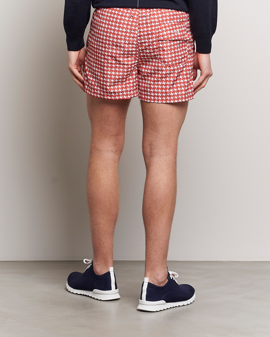 Uomini | Costumi da bagno | Kiton | Printed Nylon Swim Shorts Red