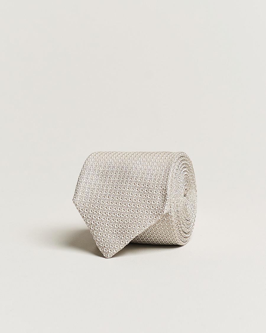 Uomini | Cravatte | Amanda Christensen | Silk Grenadine 8 cm Tie Beige