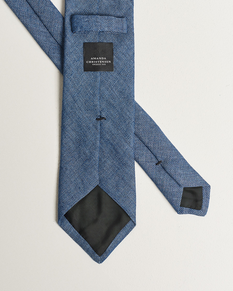 Uomini | Cravatte | Amanda Christensen | Amanda ChristensenHopsack Linen 8cm TieBlue