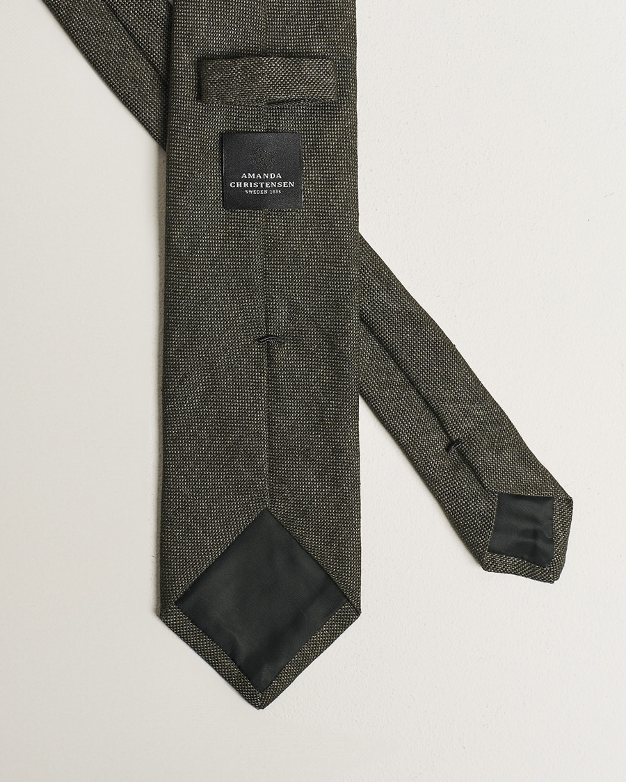 Uomini | Cravatte | Amanda Christensen | Amanda ChristensenHopsack Linen 8cm TieDark Olive
