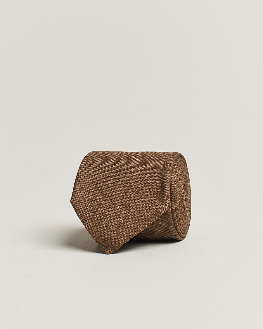 Uomini | Cravatte | Amanda Christensen | Amanda ChristensenHopsack Linen 8cm TieBrown