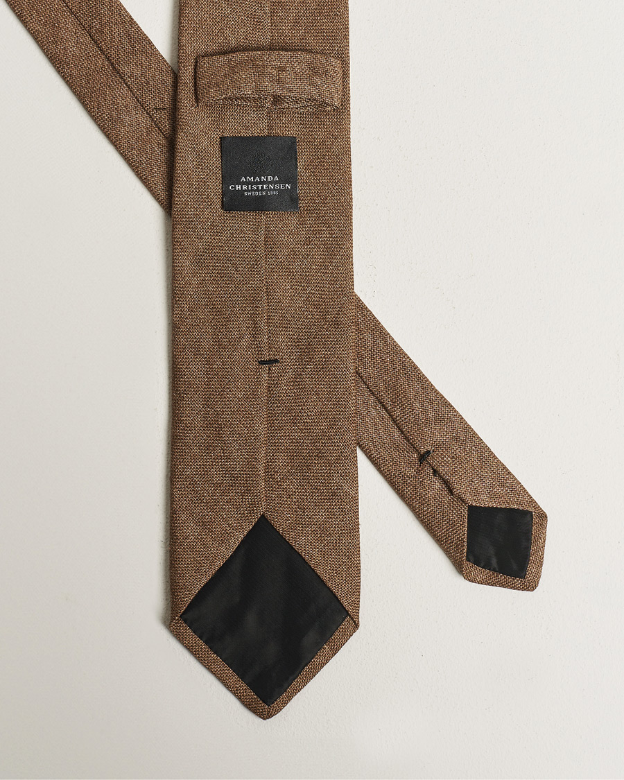 Uomini | Cravatte | Amanda Christensen | Amanda ChristensenHopsack Linen 8cm TieBrown