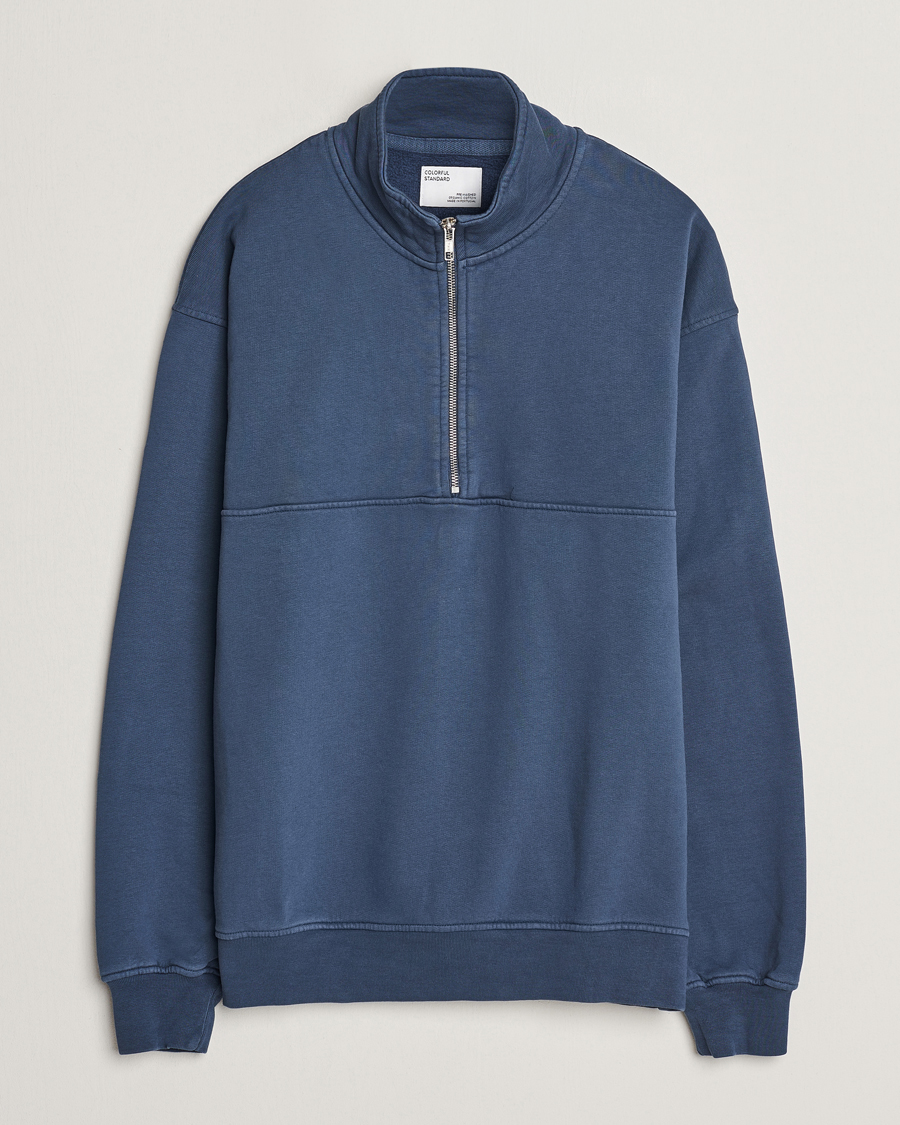 Uomini | Maglieria | Colorful Standard | Classic Organic Half-Zip Petrol Blue