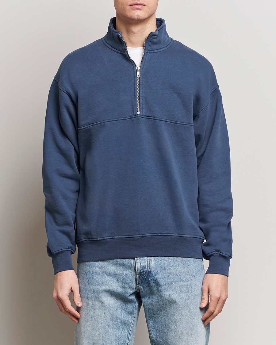 Uomini | Maglieria | Colorful Standard | Classic Organic Half-Zip Petrol Blue