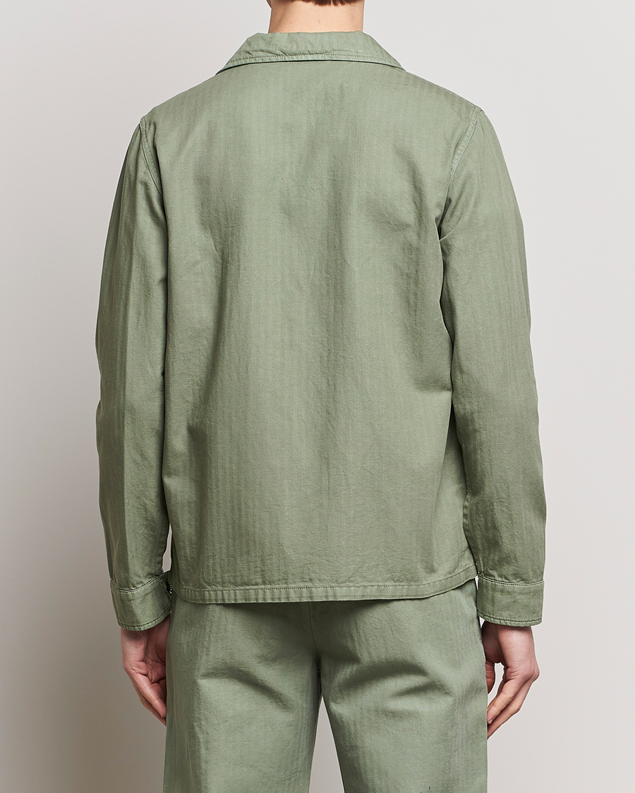 Uomini | Giacche | Aspesi | Cotton Herringbone Shirt Jacket Sage