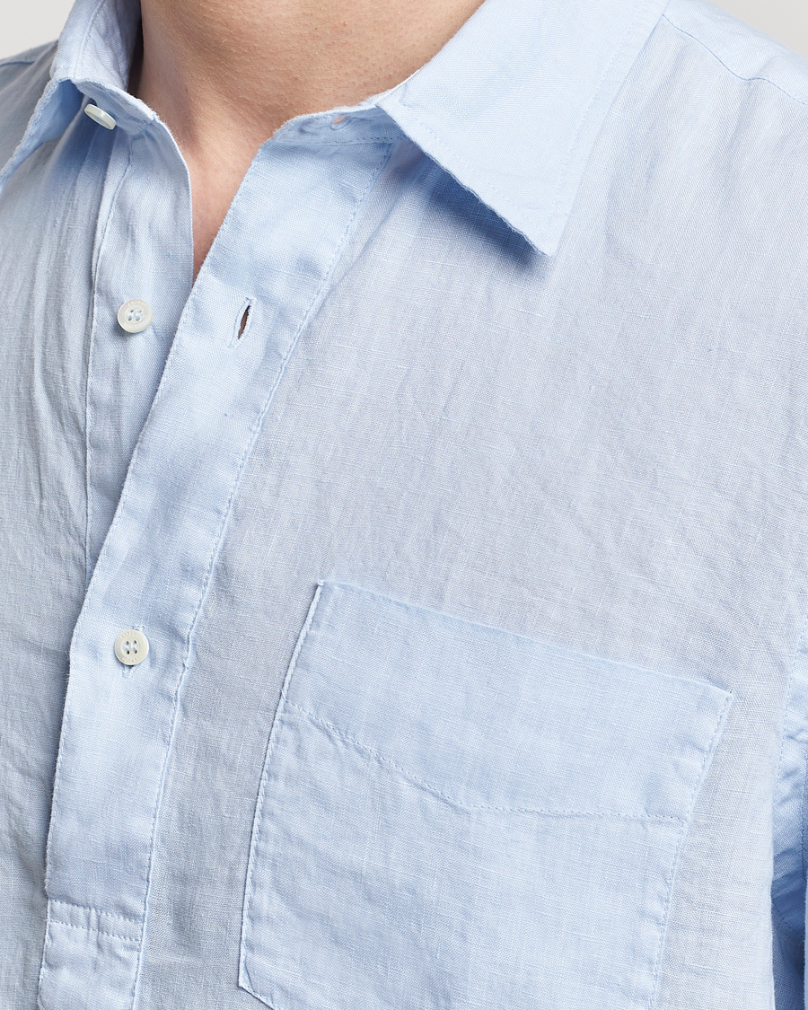 Uomini | Camicie | Aspesi | Linen Popover Shirt Light Blue
