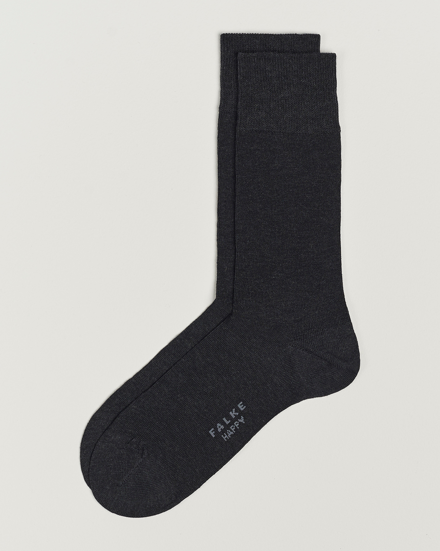 Uomini | Biancheria intima | Falke | Happy 2-Pack Cotton Socks Anthracite Melange