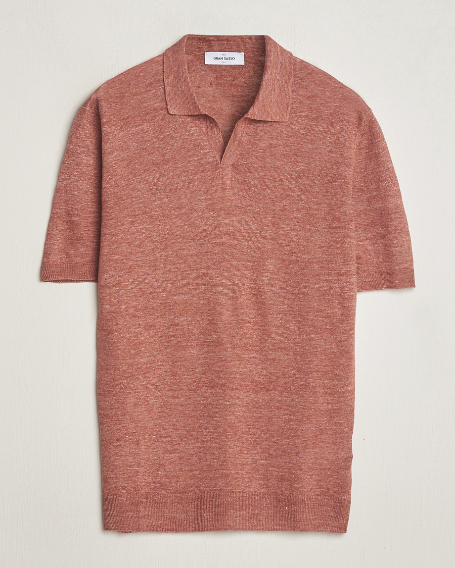 Uomini | Polo | Gran Sasso | Knitted Linen Polo Rust Melange