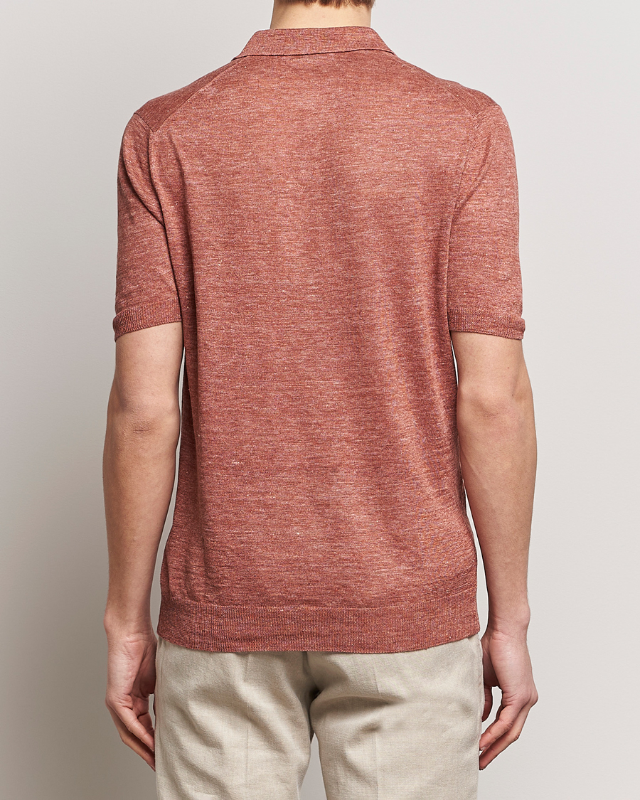 Uomini | Polo | Gran Sasso | Knitted Linen Polo Rust Melange