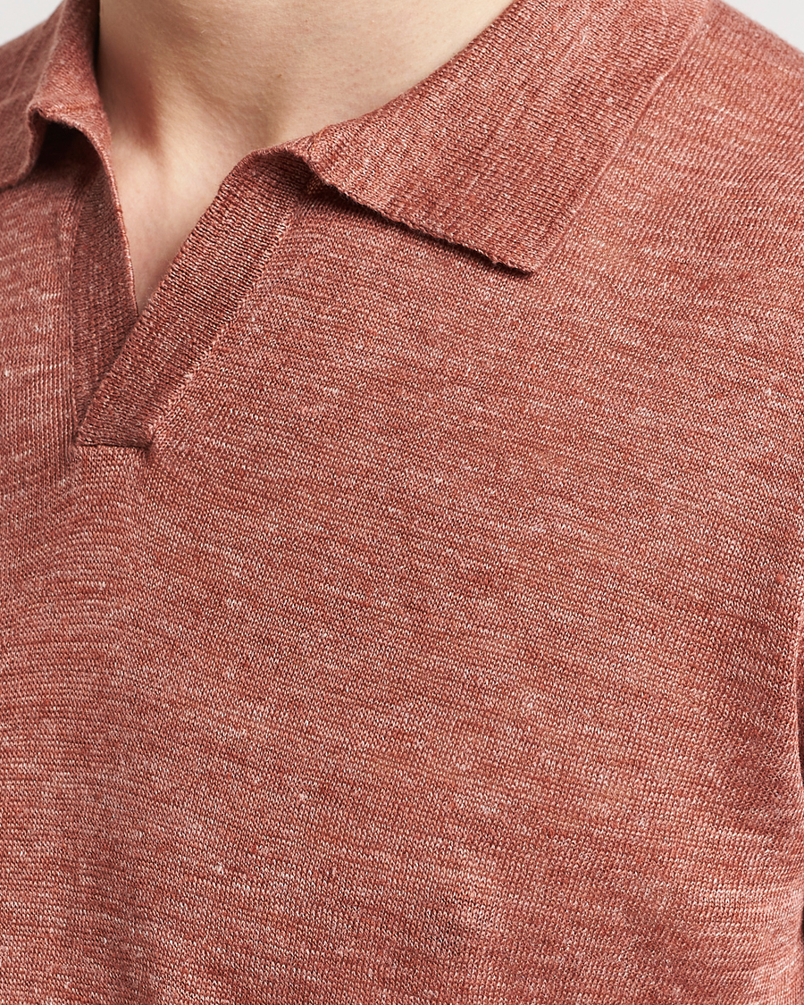 Uomini | Polo | Gran Sasso | Knitted Linen Polo Rust Melange