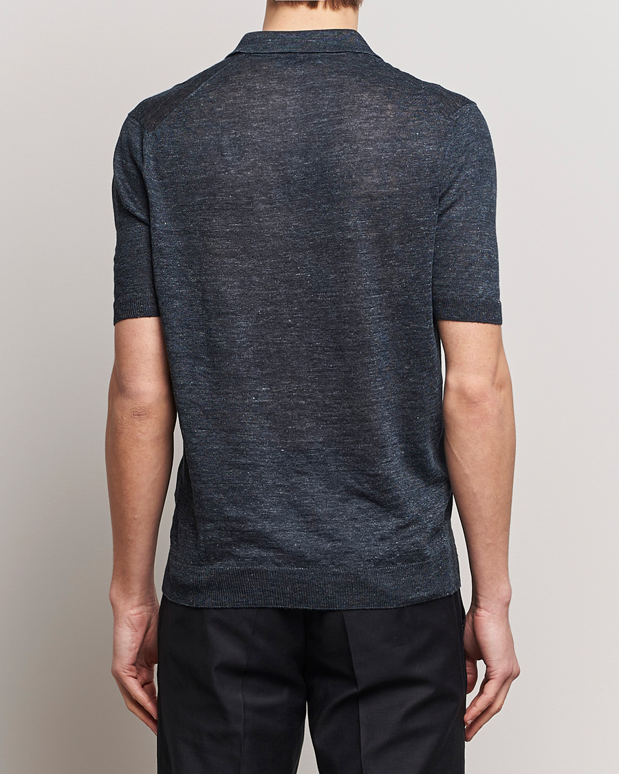 Uomini | Polo | Gran Sasso | Knitted Linen Polo Navy