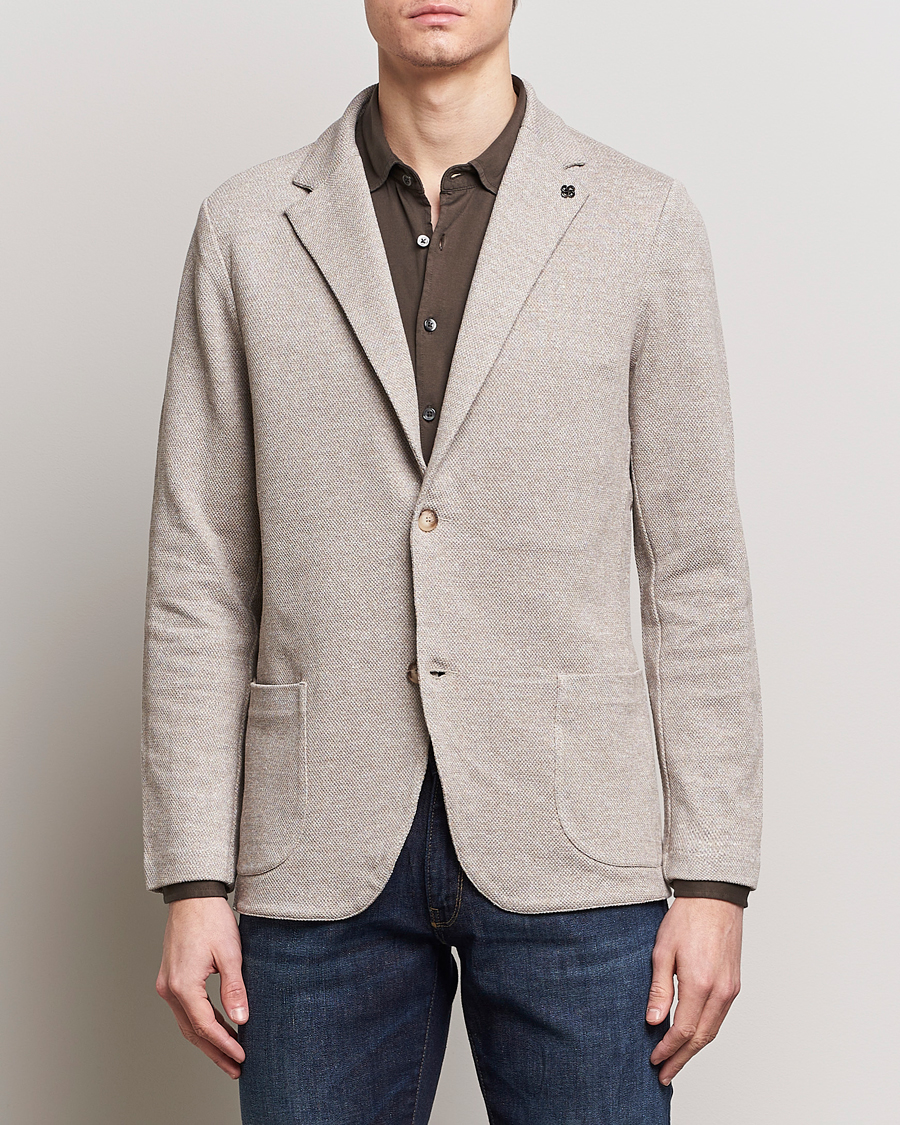 Uomini | Blazers | Gran Sasso | Structured Cotton/Linen Blazer Beige Melange
