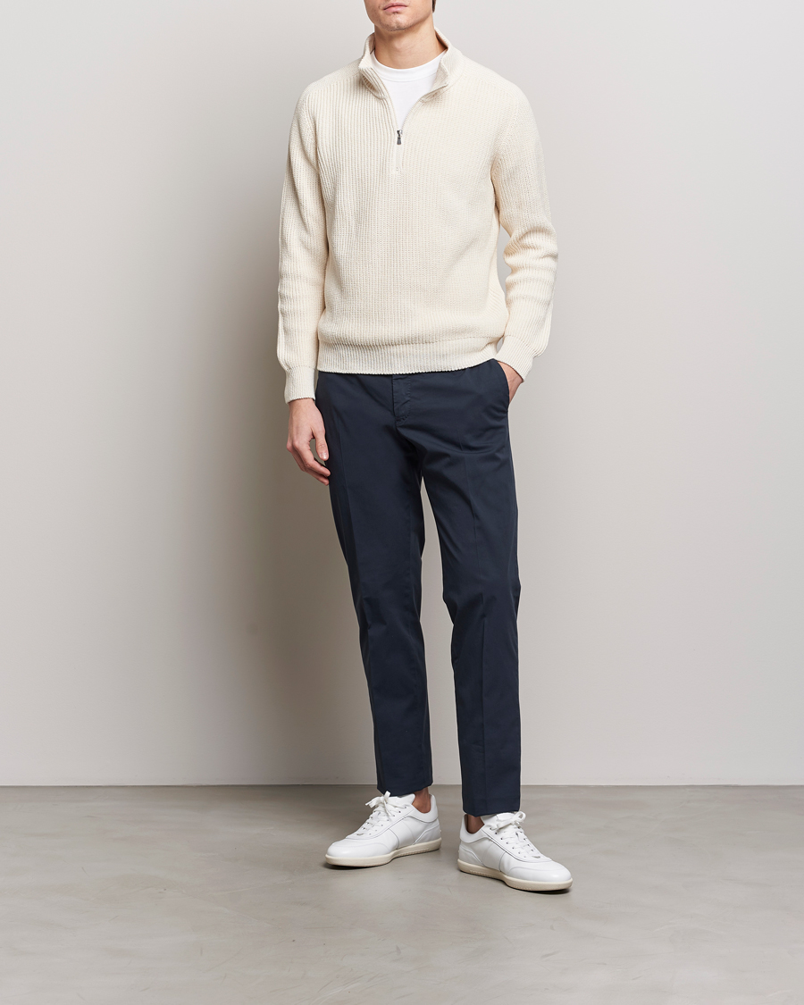 Uomini | Maglieria | Gran Sasso | Cotton Heavy Knitted Half Zip Cream