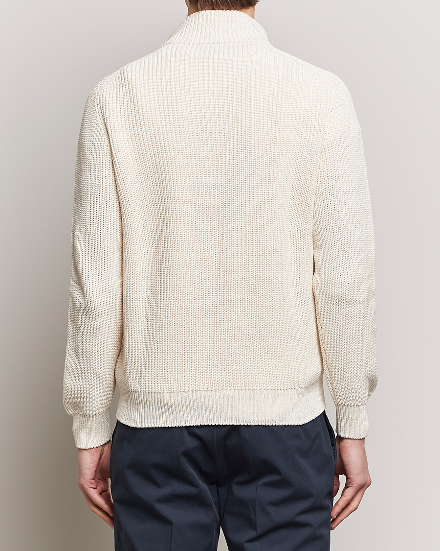 Uomini | Maglieria | Gran Sasso | Cotton Heavy Knitted Half Zip Cream