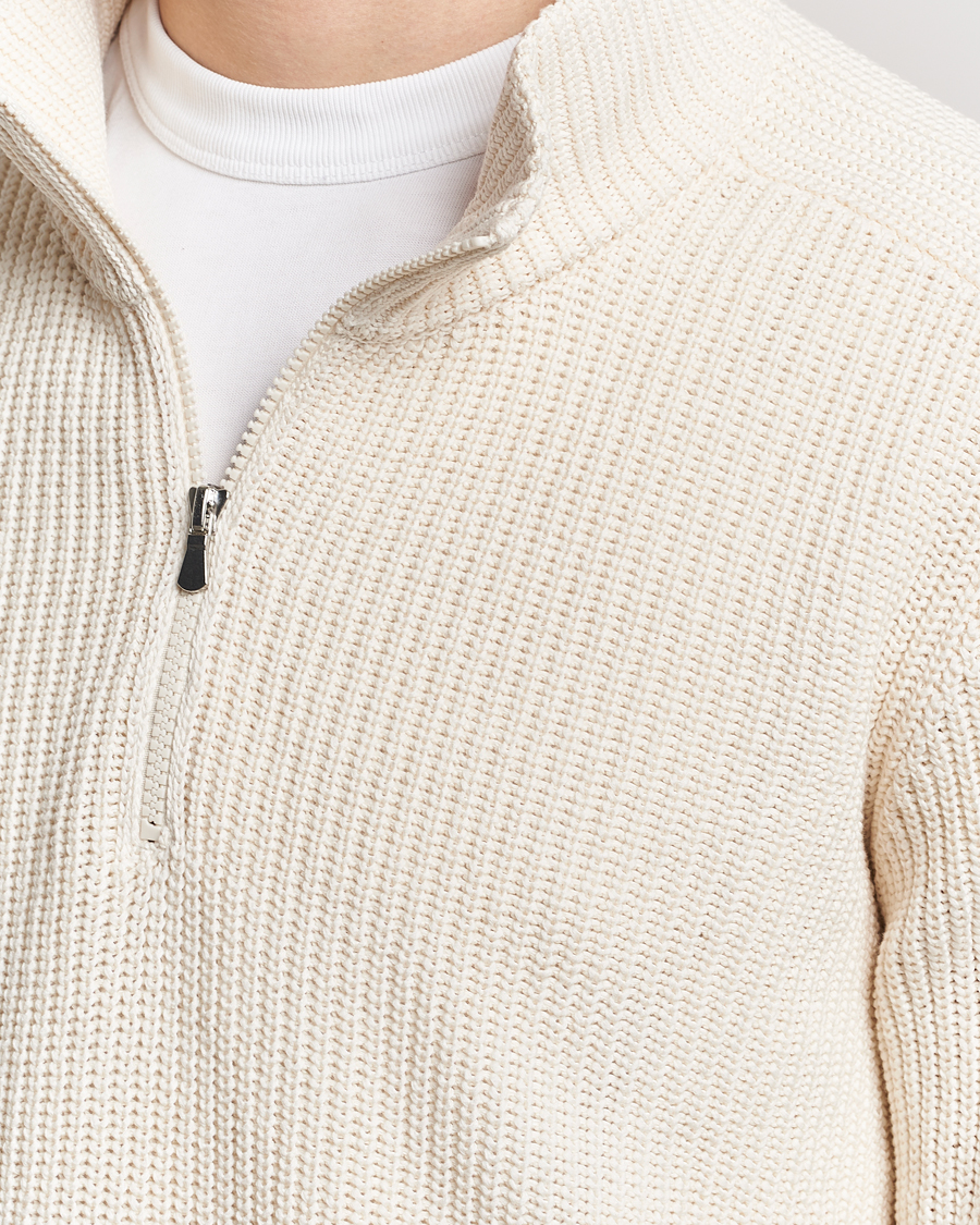 Uomini | Maglieria | Gran Sasso | Cotton Heavy Knitted Half Zip Cream