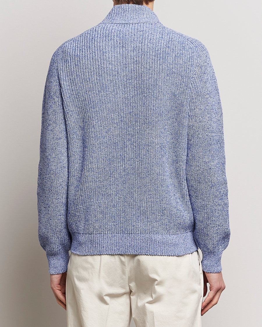 Uomini | Maglieria | Gran Sasso | Cotton Heavy Knitted Half Zip Blue Melange
