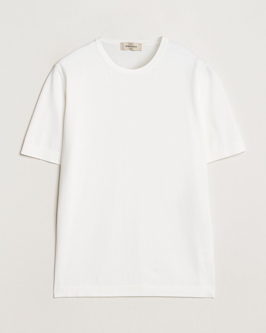 Uomini | T-shirt | Gran Sasso | Cotton Knitted Crew Neck T-Shirt White
