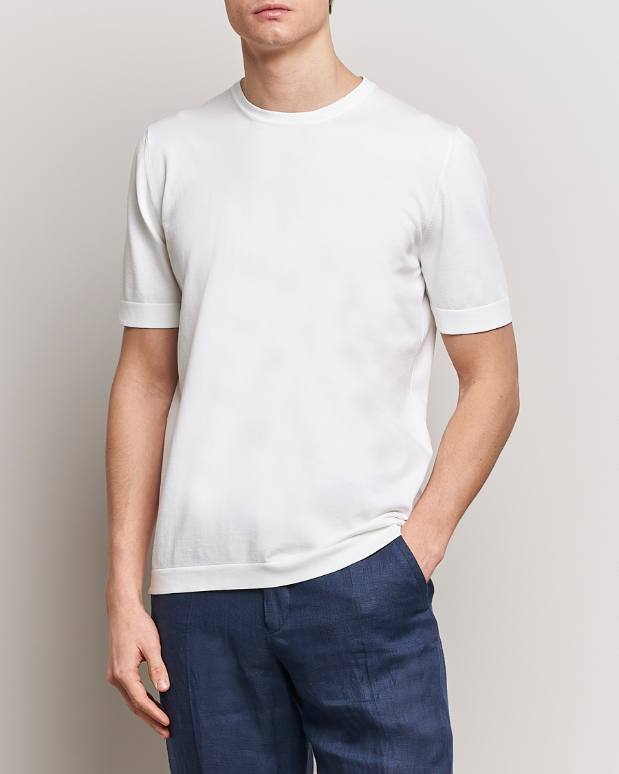 Uomini | T-shirt | Gran Sasso | Cotton Knitted Crew Neck T-Shirt White
