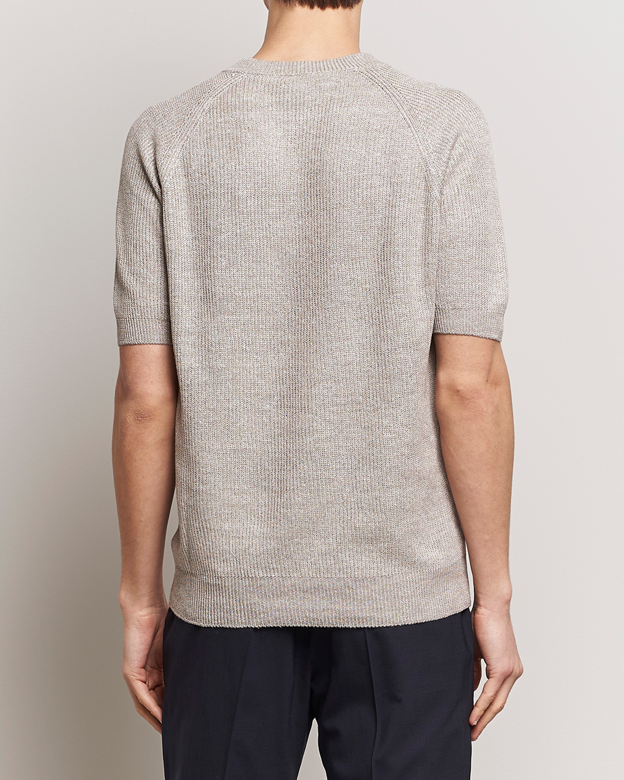 Uomini | T-shirt | Gran Sasso | Cotton Heavy Knitted Crew Neck T-Shirt Beige Melange