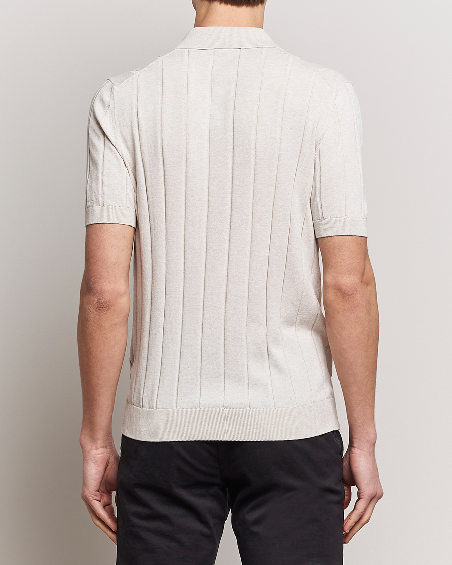 Uomini | Camicie | Gran Sasso | Cotton Ribbed Knitted Resort Shirt Light Beige