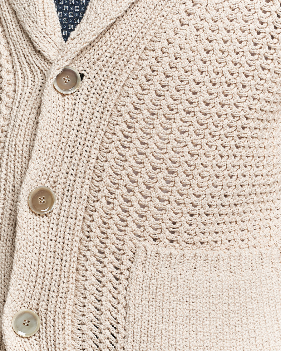 Uomini | Maglieria | Brioni | Cotton/Wool Shawl Cardigan Light Beige
